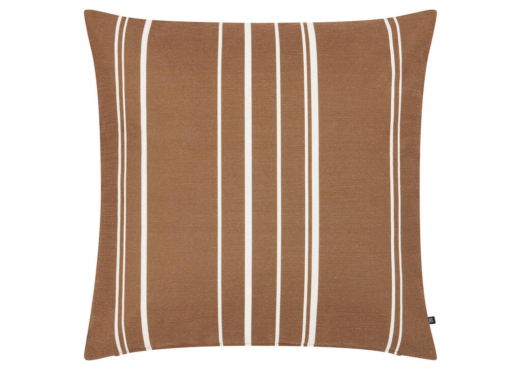 Coussin rayé ext. Suvi caramel/ivoire
