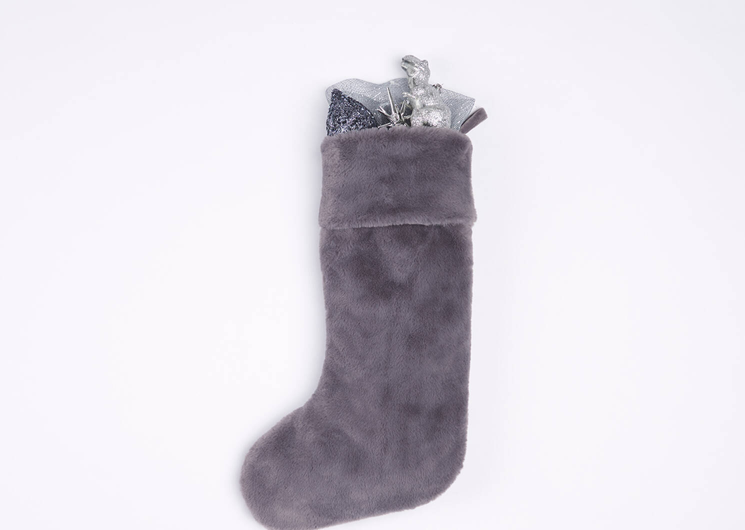 Flora Faux Fur Stocking Grey