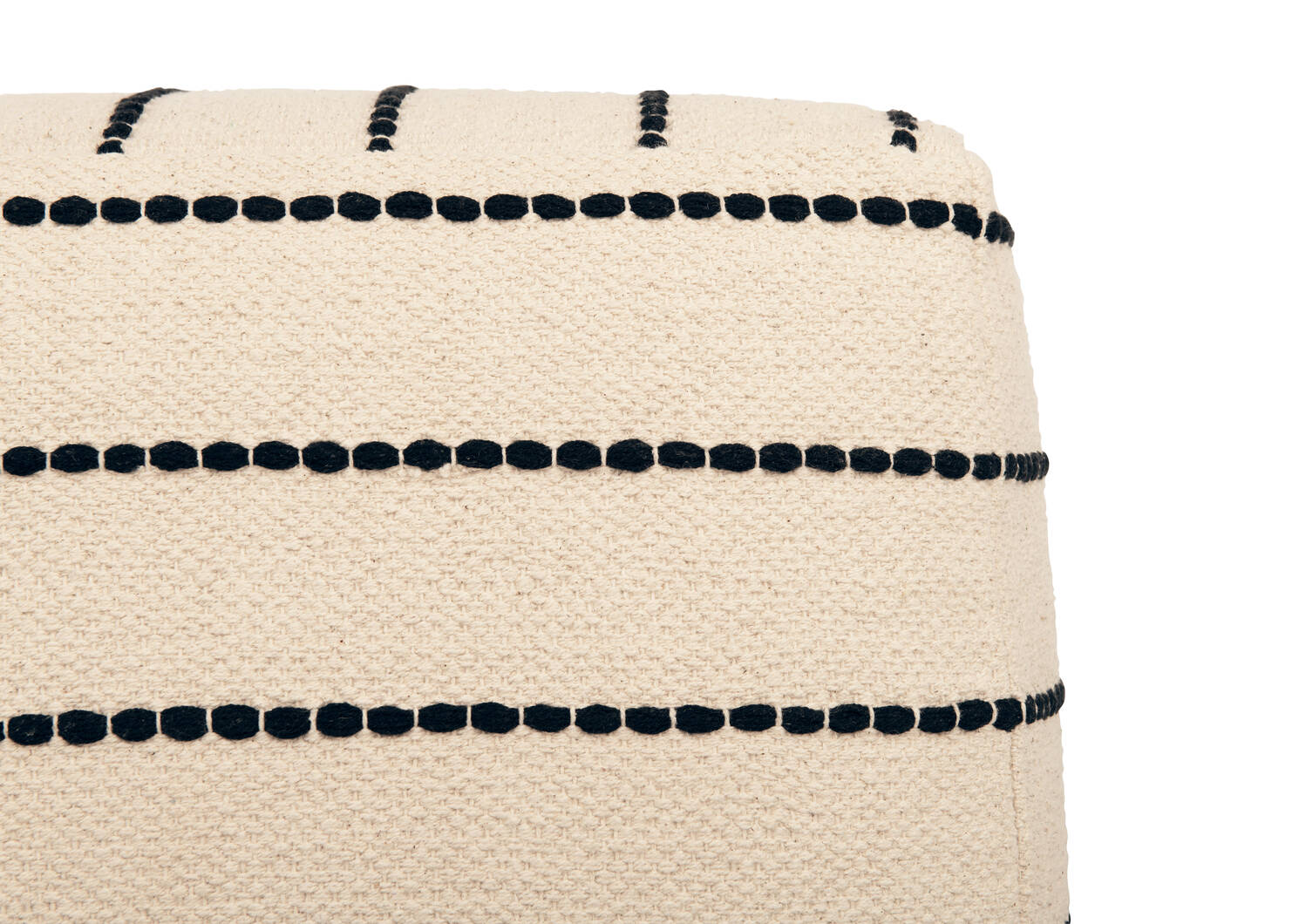 Furrow Cotton Pouf Ivory/Black