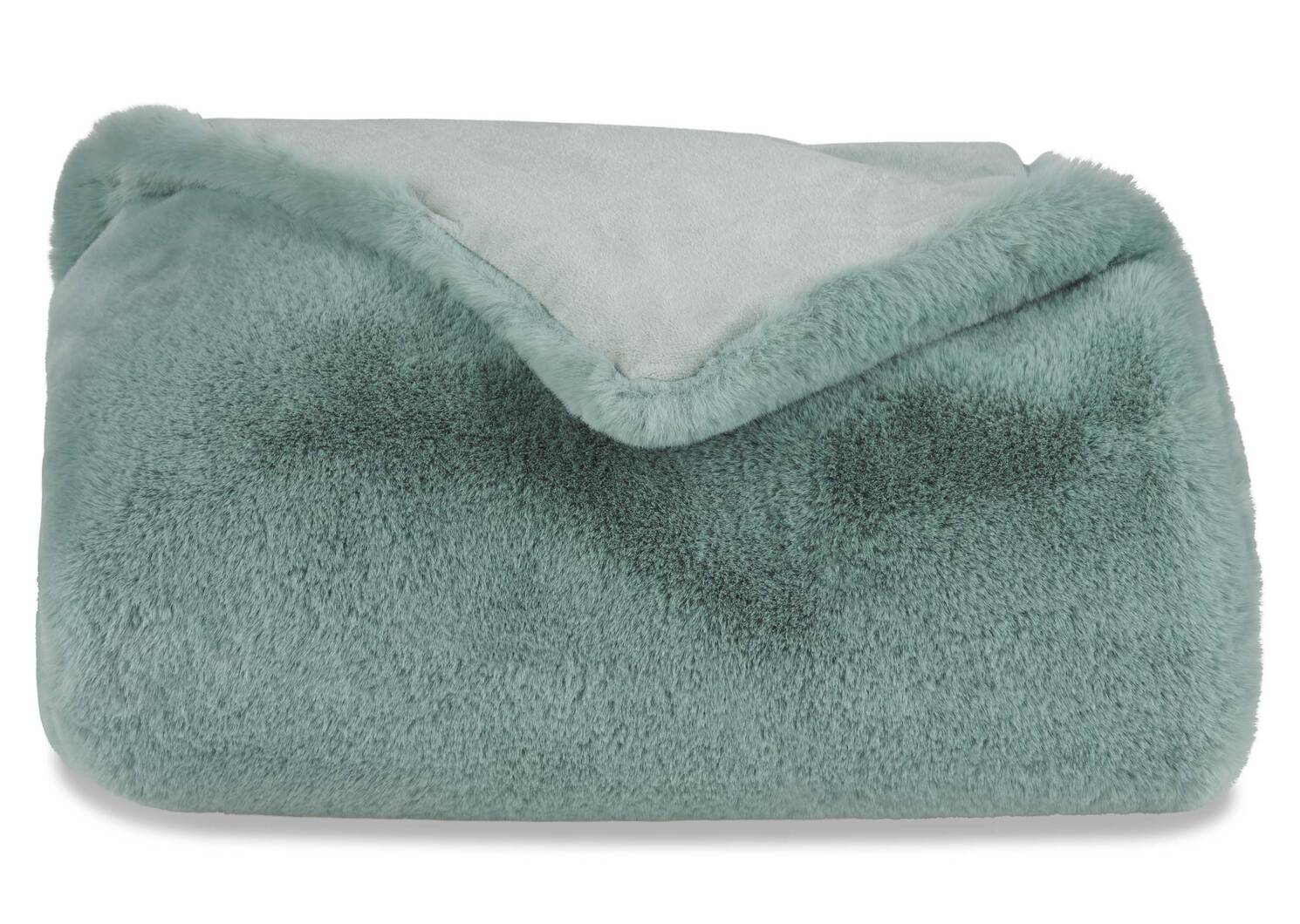 Flora Faux Fur Throw Blue Sage