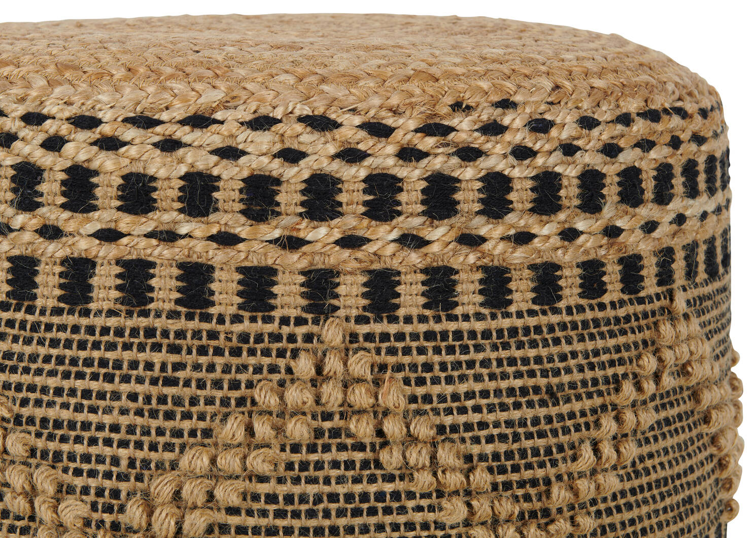 Pouf zig zag en jute Lina naturel/noir