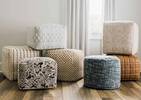 Ardell Cotton Boucle Pouf Ivory/Black