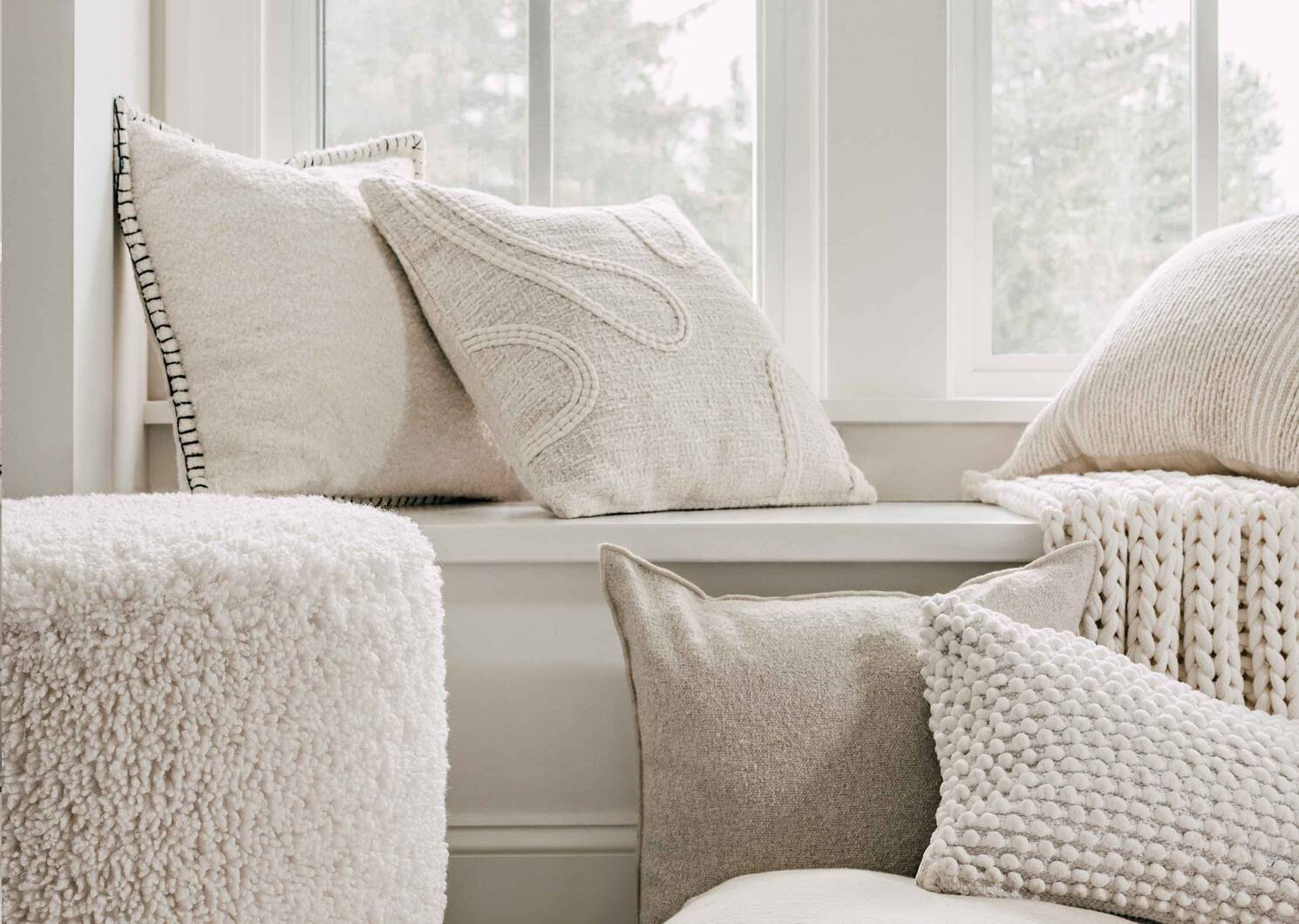 Coussin en coton Elisa 20x20 ivoire