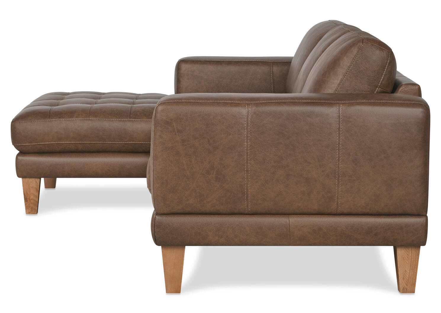 Carson Leather Sofa Chaise LCF -Wes Rum