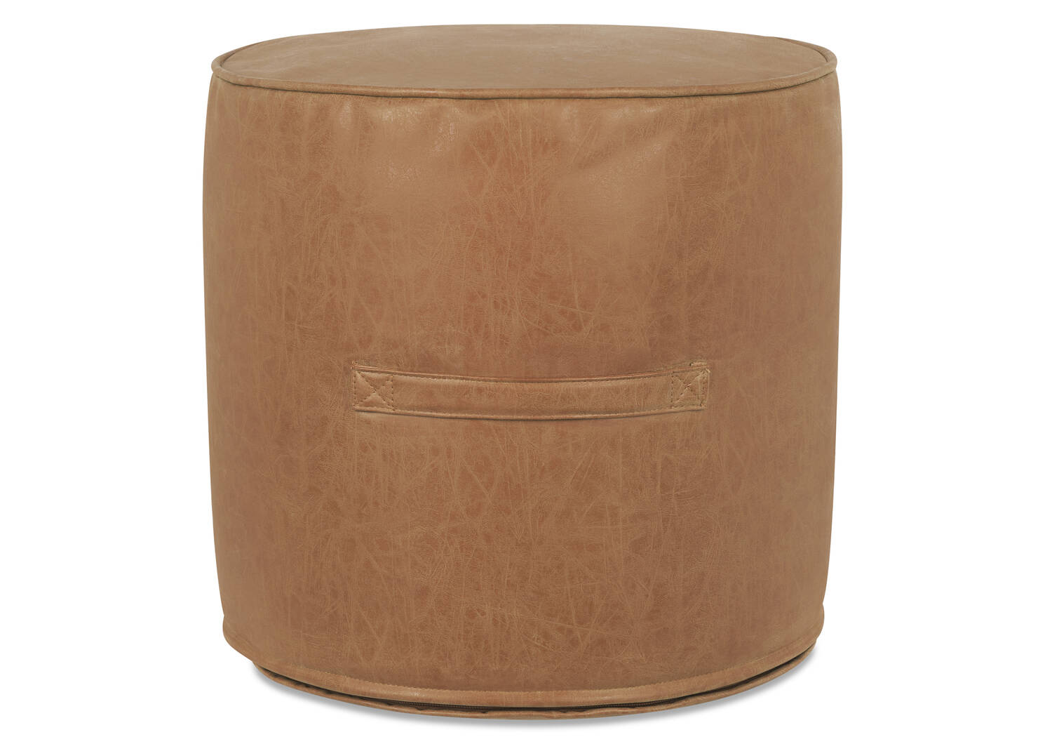 Harlin Faux Leather Pouf Tan