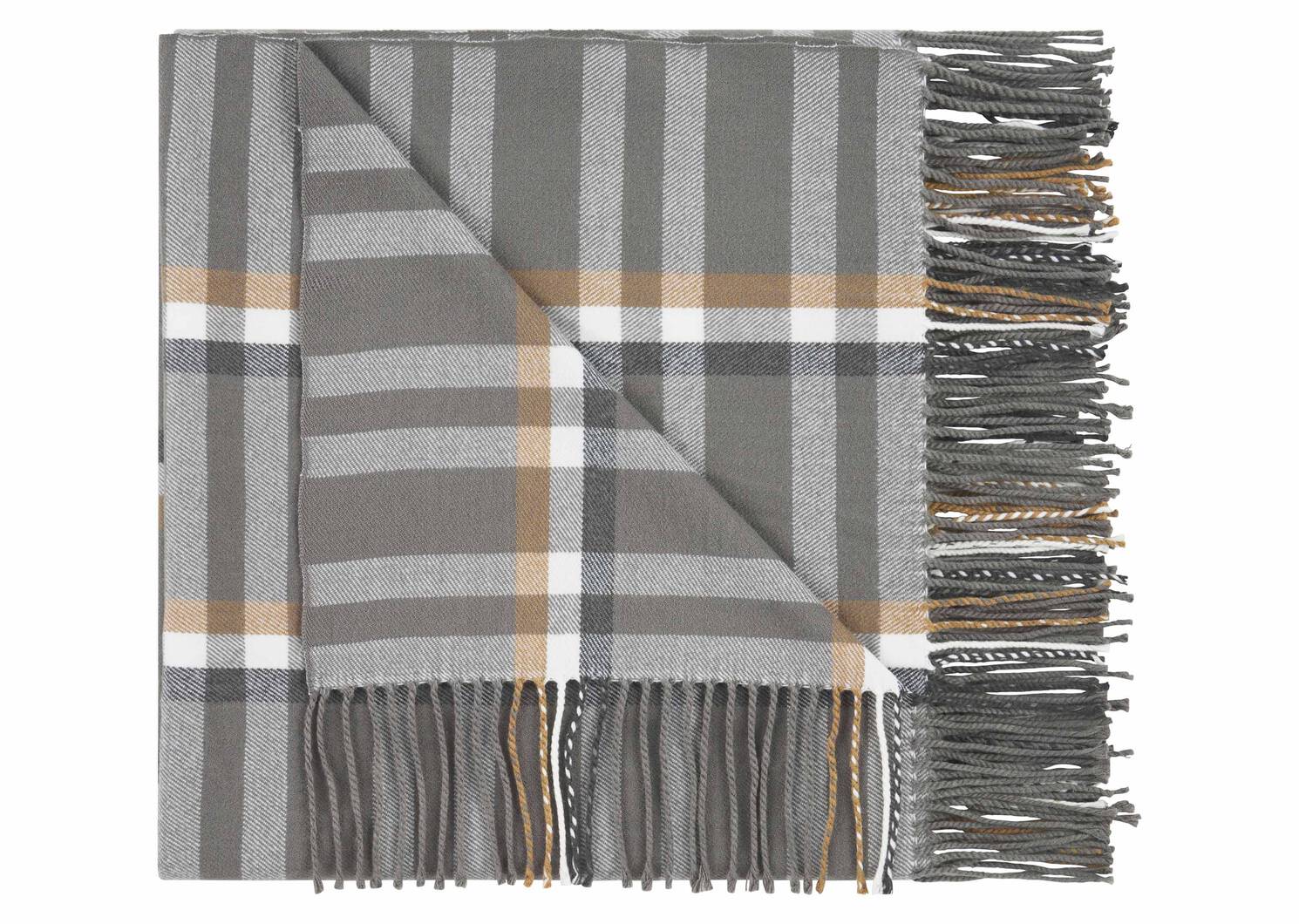 Watkins Plaid Throw Grey/Caramel/Ivor