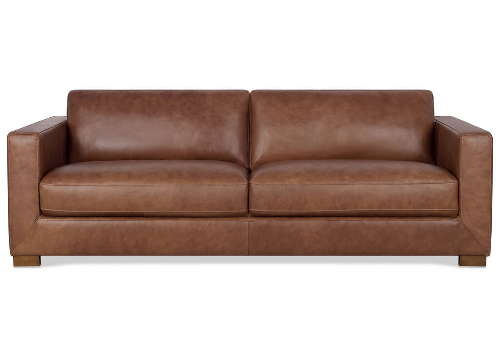 Gaetano Leather Sofa -Saddle Brown