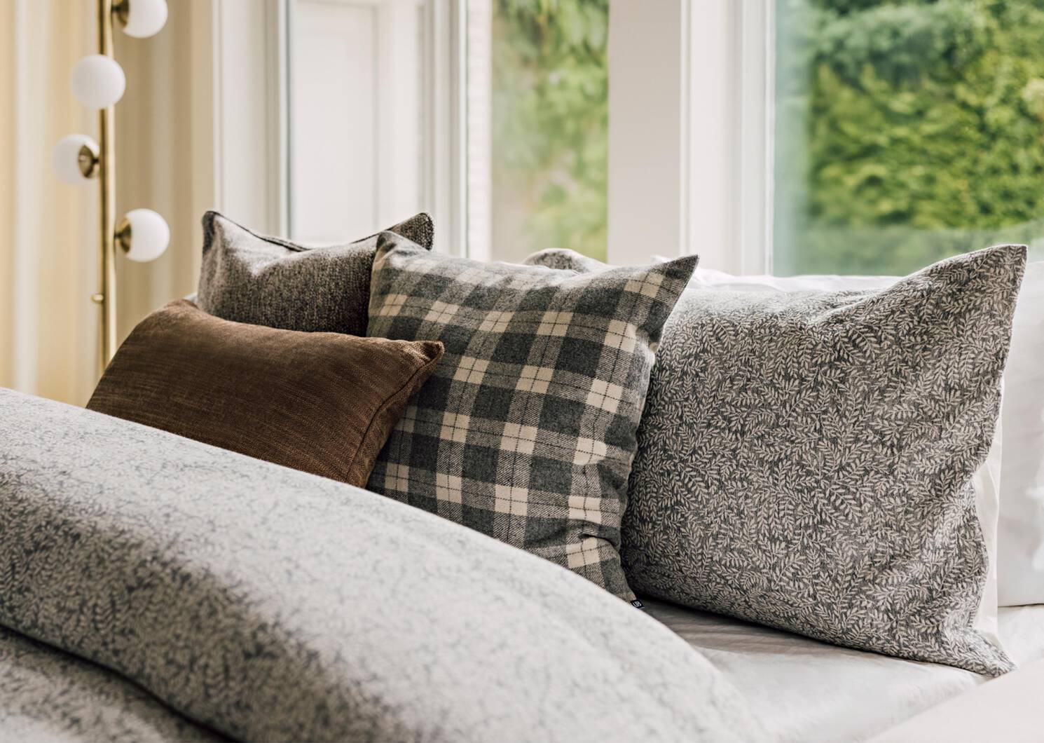 Warwick Plaid Pillow 20x20 Grey/Sand