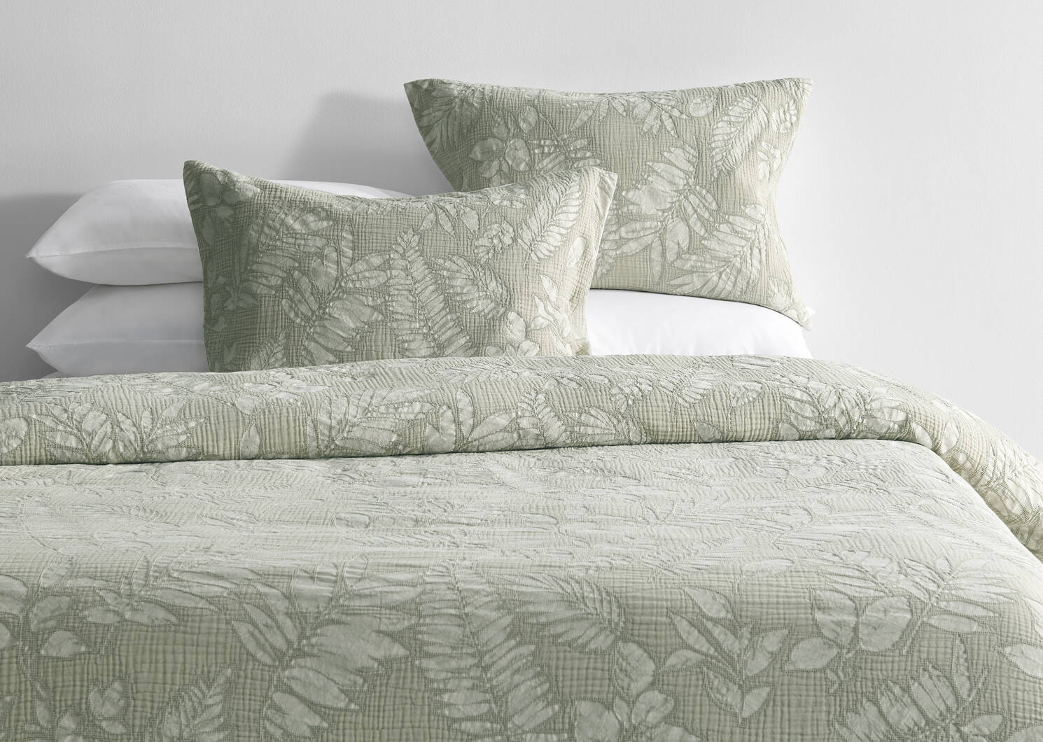Emiya Leaf Duvet Set Queen Sage