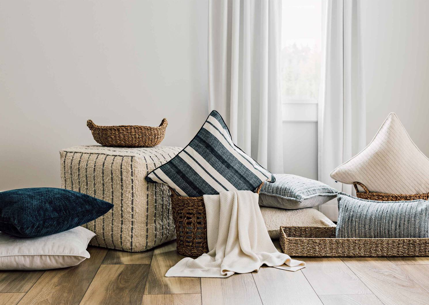 Albany Striped Pillow 20x20 Grey/Ivor