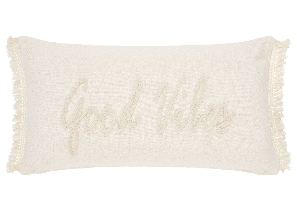 Coussin Good Vibes 12x22 ivoire