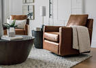 Sadie Leather Swivel Armchair -Arlo Rum