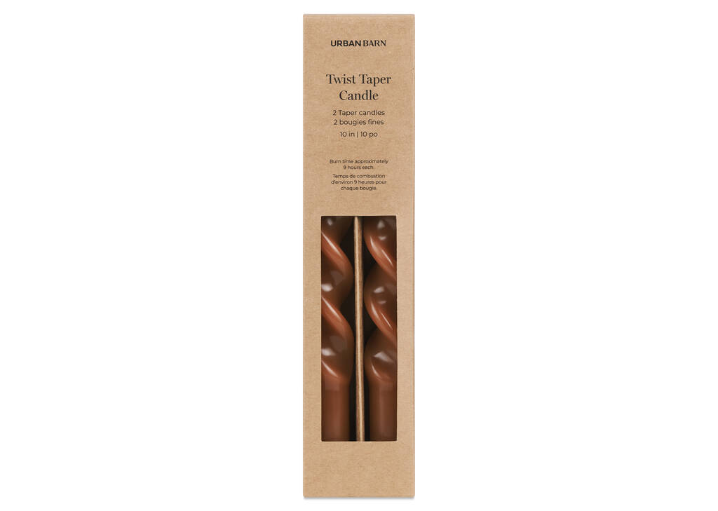 Twist Taper Candle Set Rust