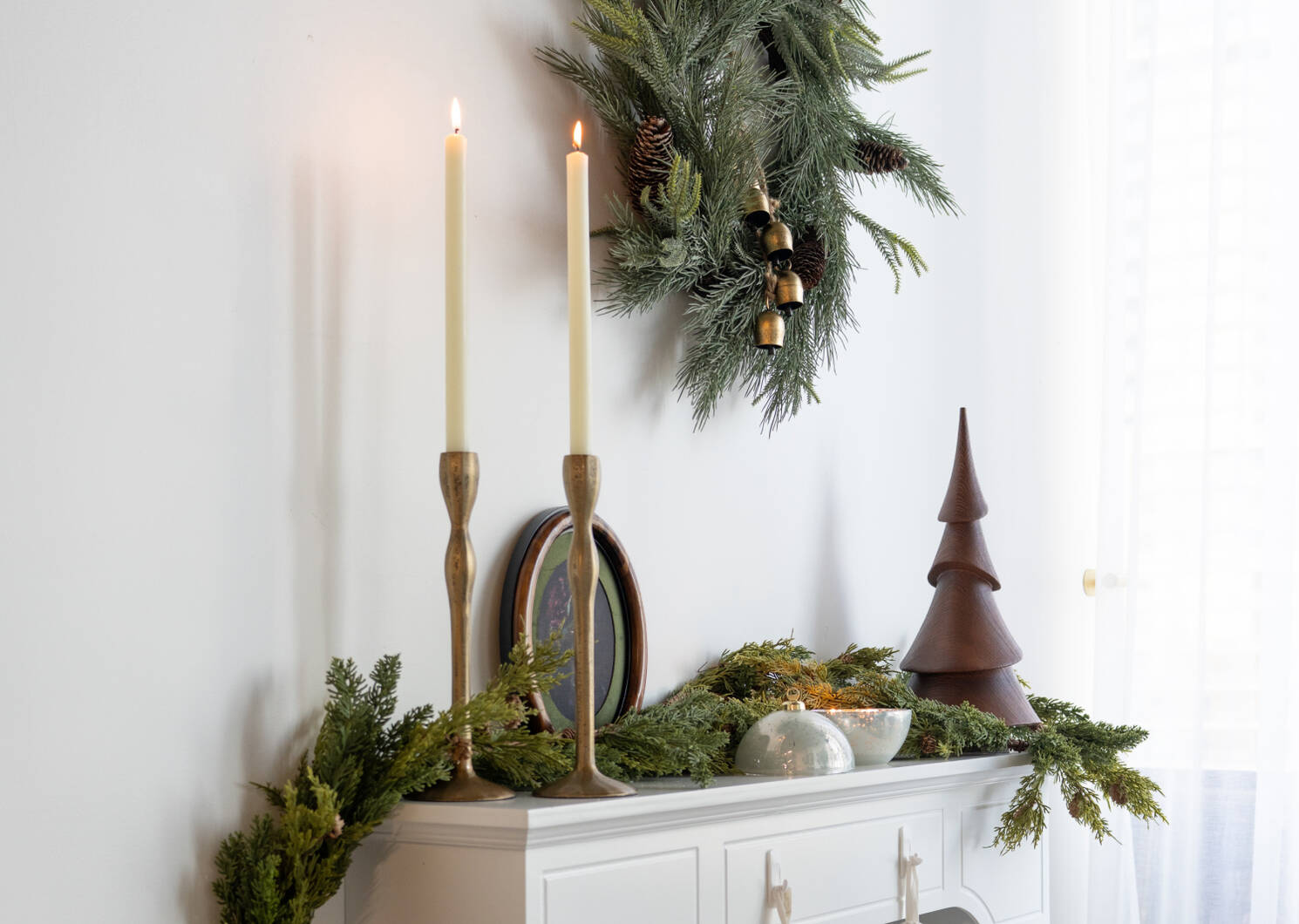 Ryah Candle Holder Tall Antiqued Brass