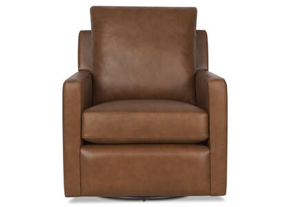 Sadie Leather Swivel Armchair -Arlo Rum