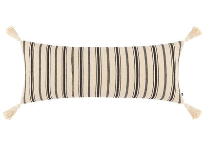 Hutton Striped Pillow 14x36 Ivory/Black