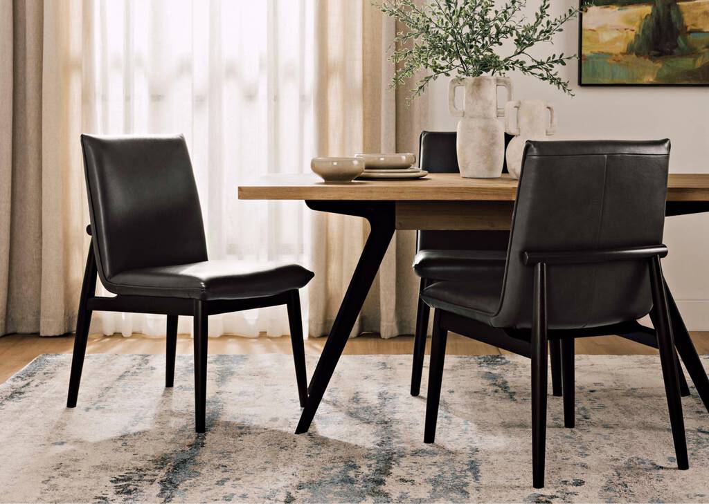 Chaise en cuir Esmae -Reede charbon