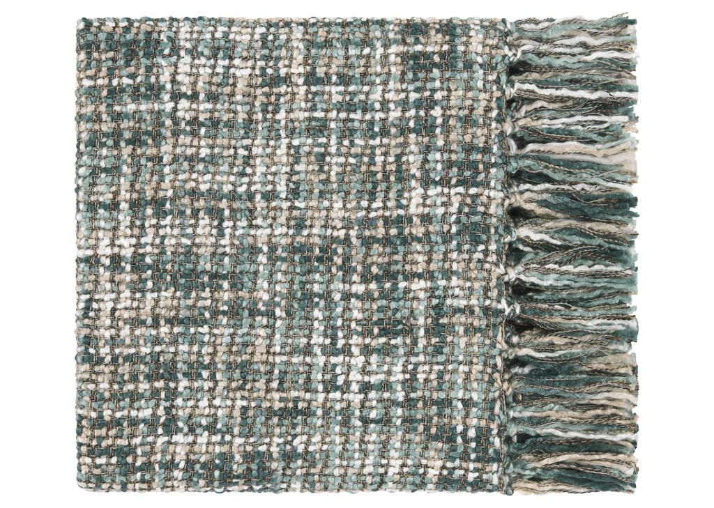 Jeté Betina blanc/bleu/étang