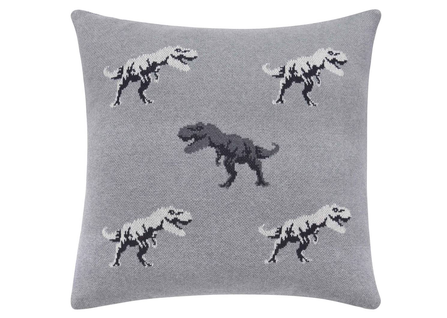 Coussin dinosaure Lex 20x20 gris