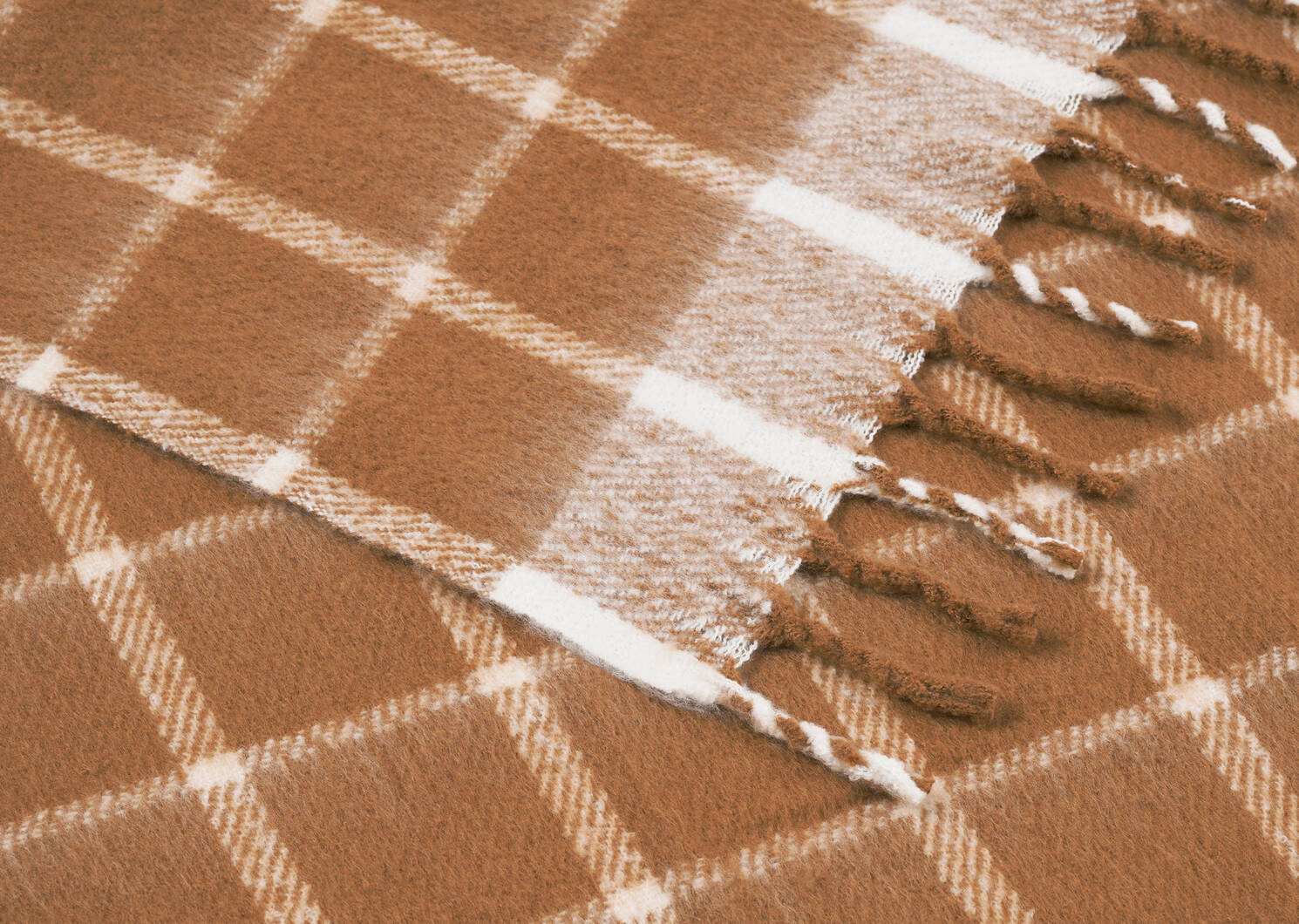 Remi Windowpane Plaid Throw Caramel/I