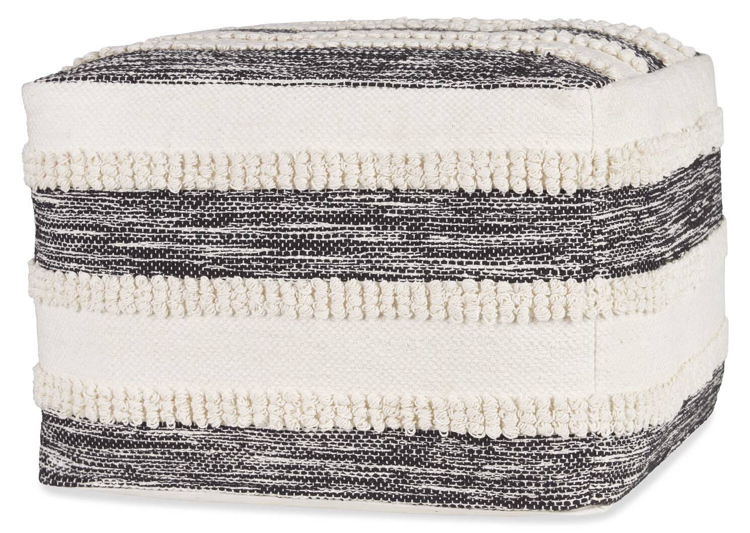 Pouf rayé Murphy ivoire/noir