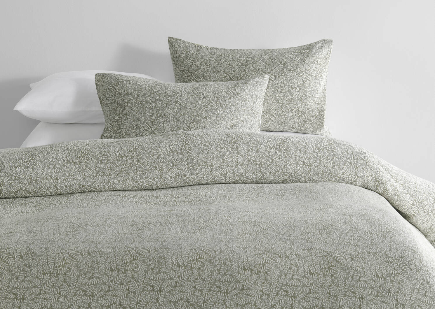 Catrin Cotton Duvet Set Queen Sage/Ivory