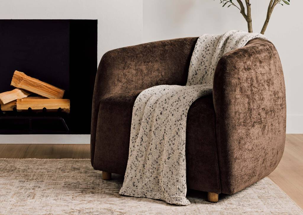 Lanark Cotton Flecked Throw Ivory/Gre