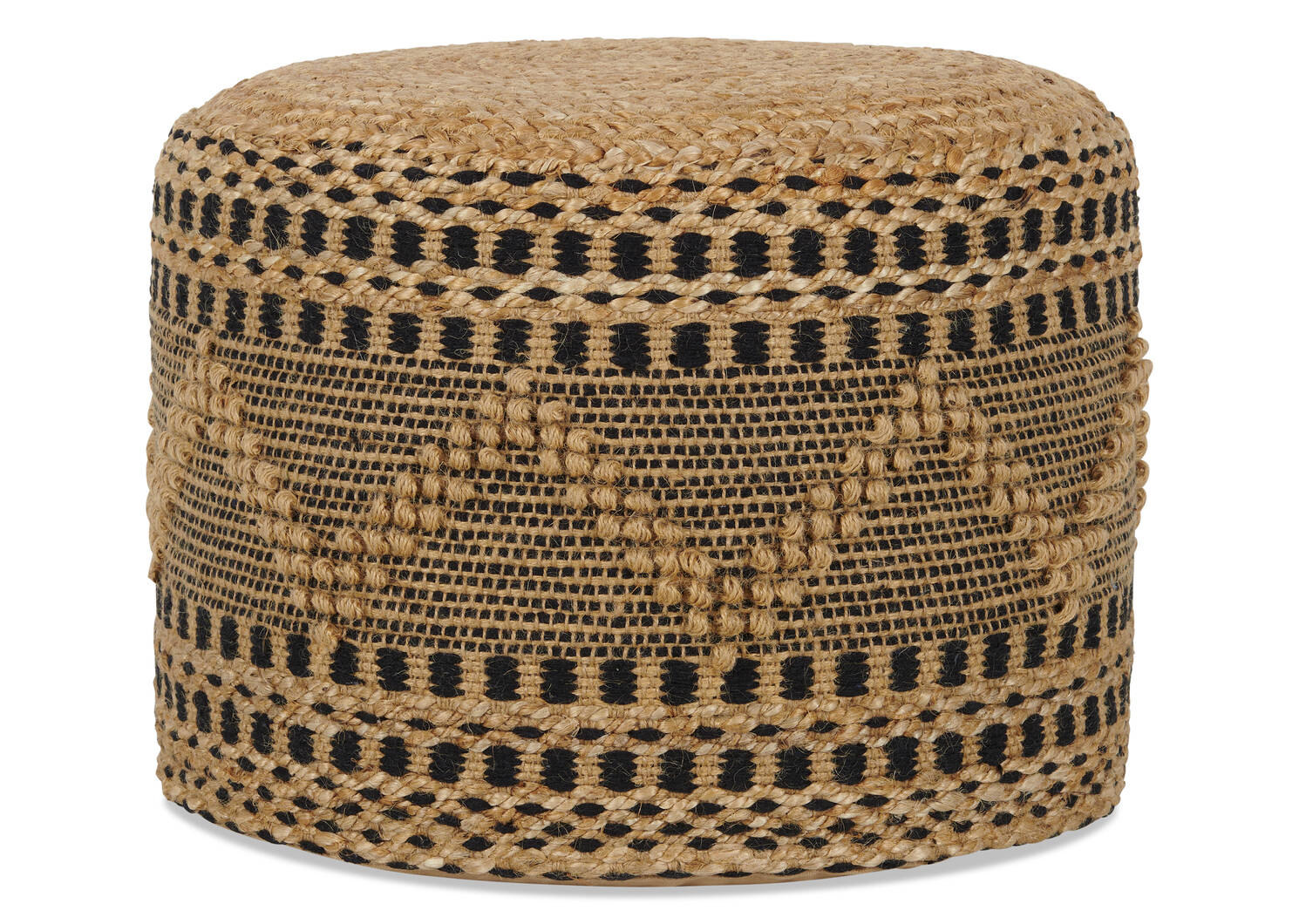 Lina Zig Zag Pouf Jute Natural/Black