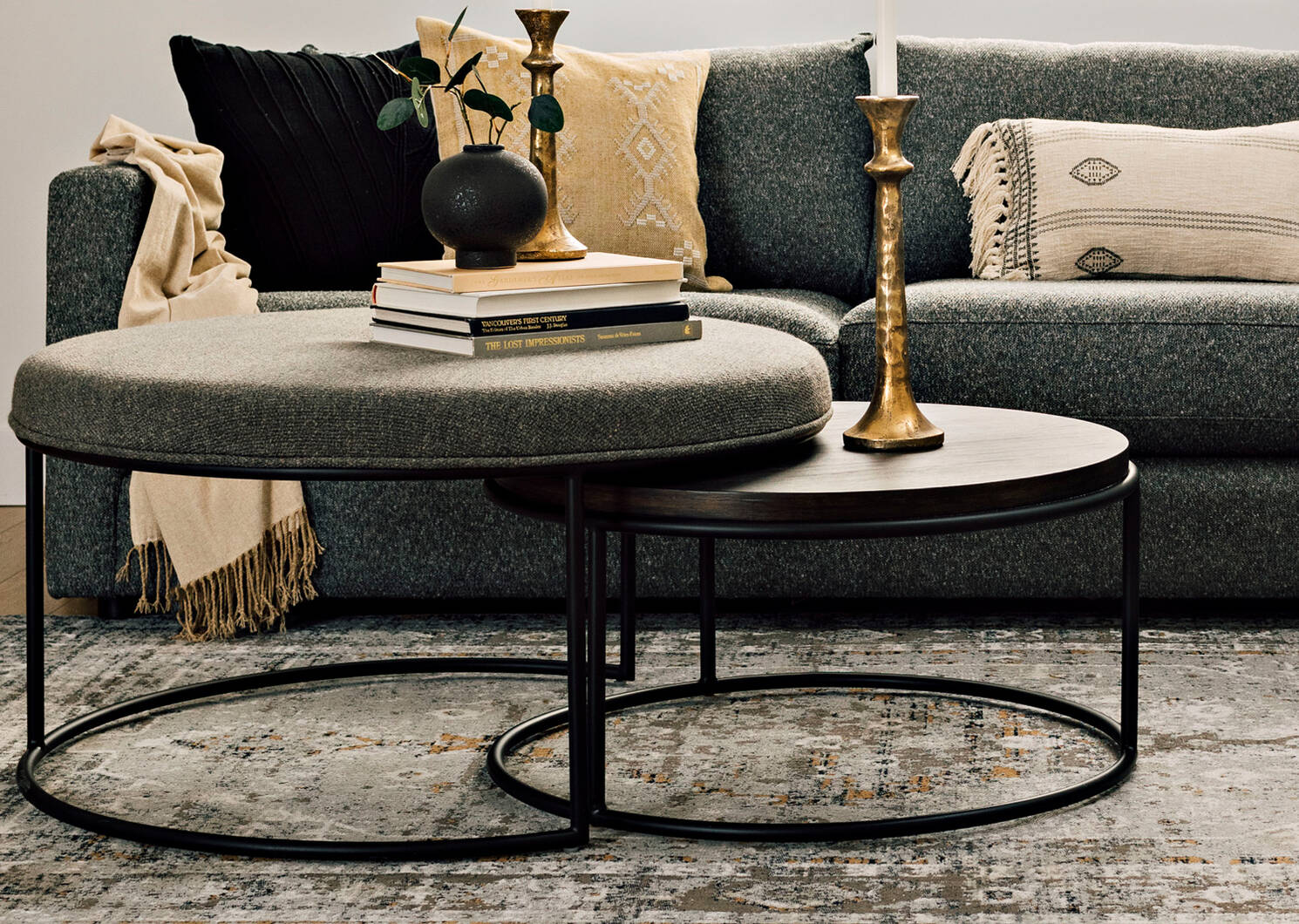 Ernest Nesting Ottoman Table -Macy Cola