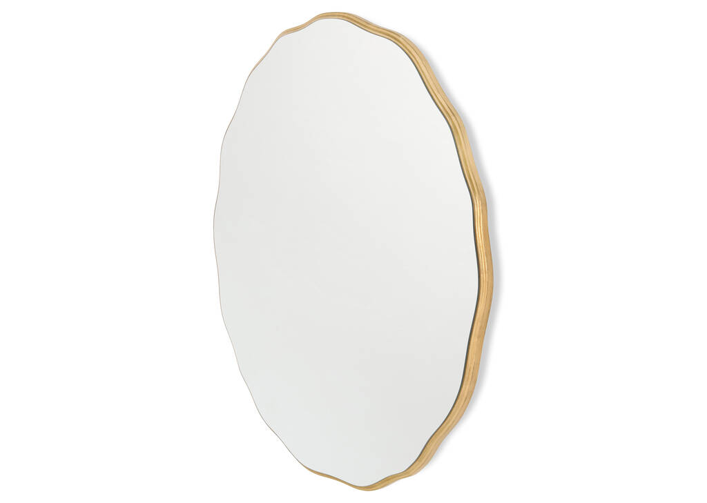Zina Wavy Round Wall Mirror Brass