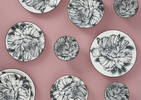 Peony 16pc Dish Set Black/White