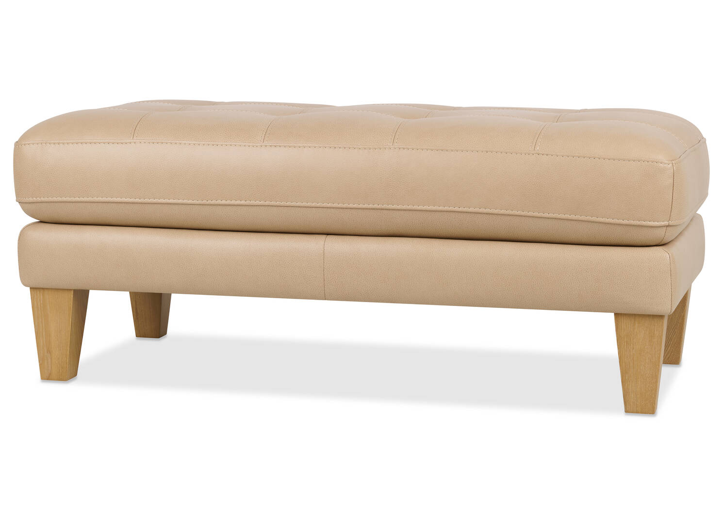 Carson Leather Ottoman -Zen Stone
