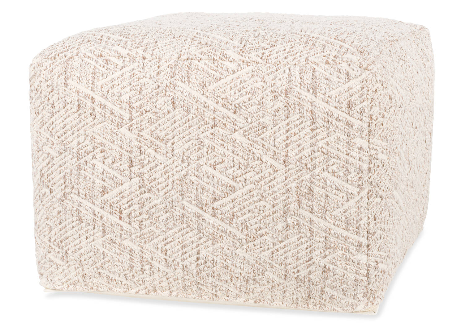 Griffin Cotton Pouf Tan/Ivory