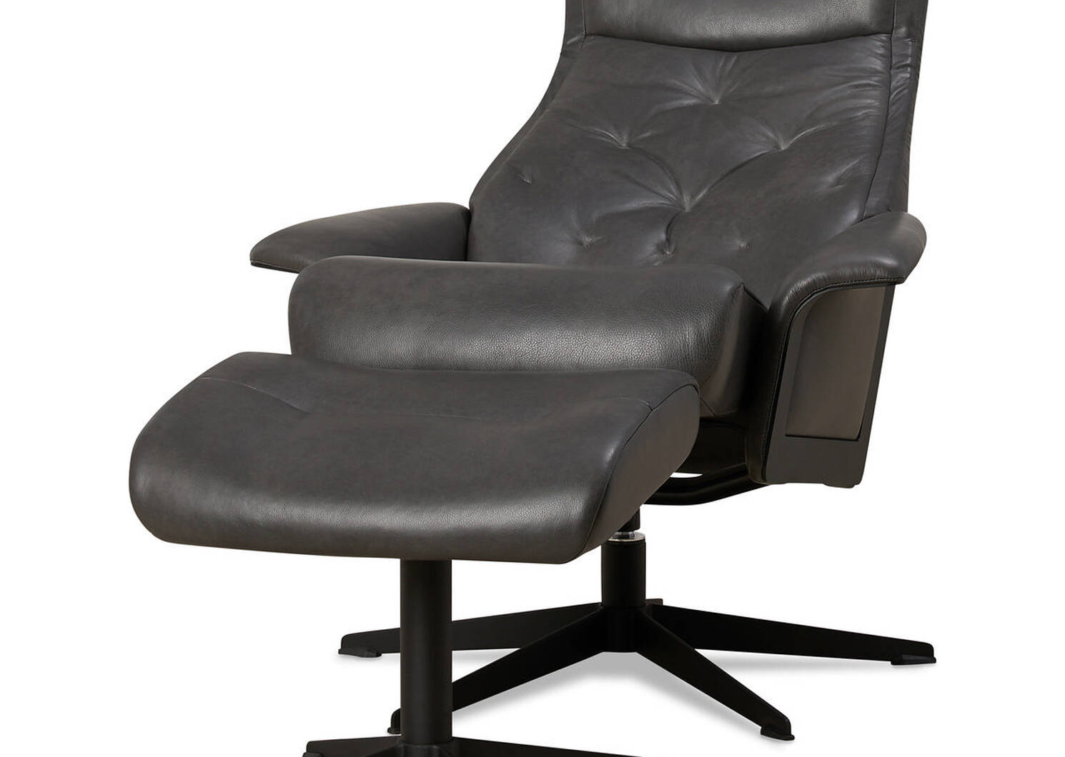 Zeta Leather Recliner w/ Otto -Sol Slate