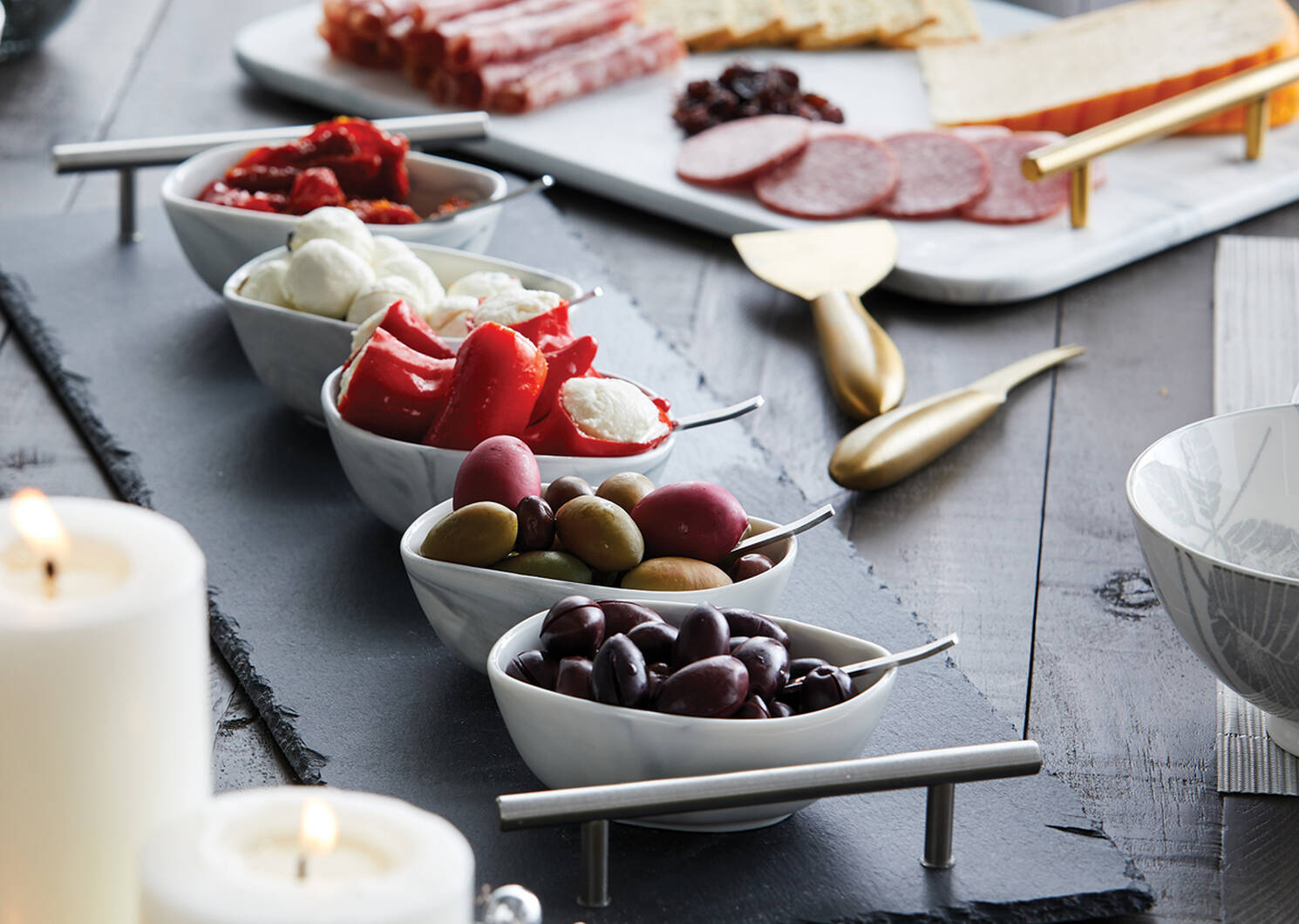 Carrara 4pc Cheese Board Set Brass