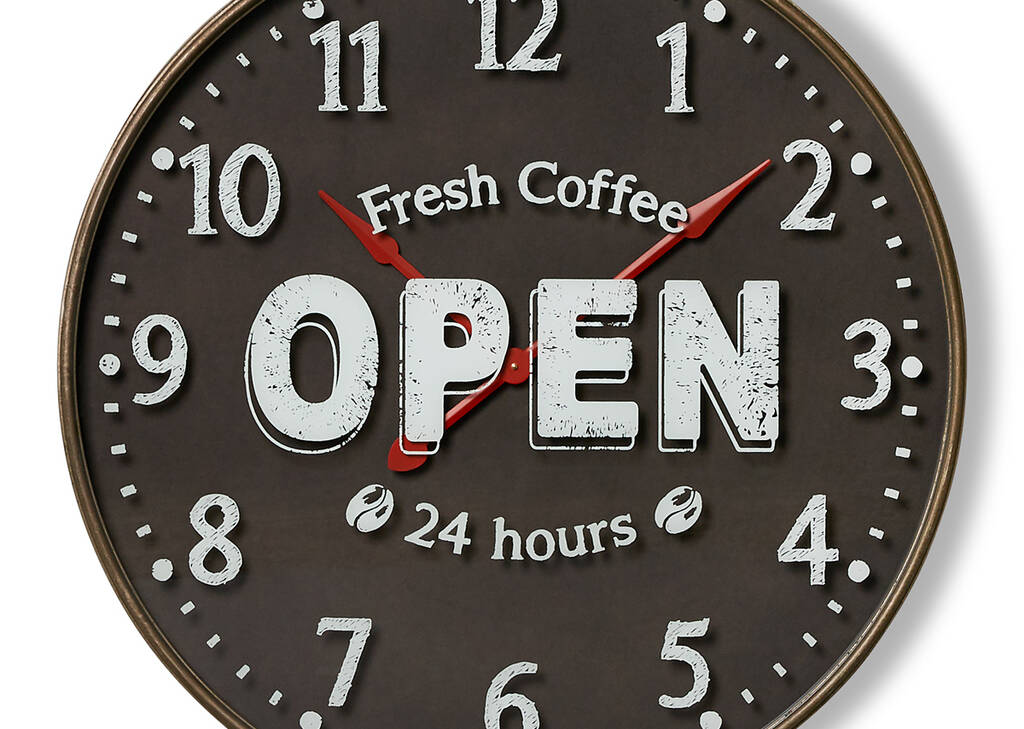 Coffee 24/7 Wall Clock