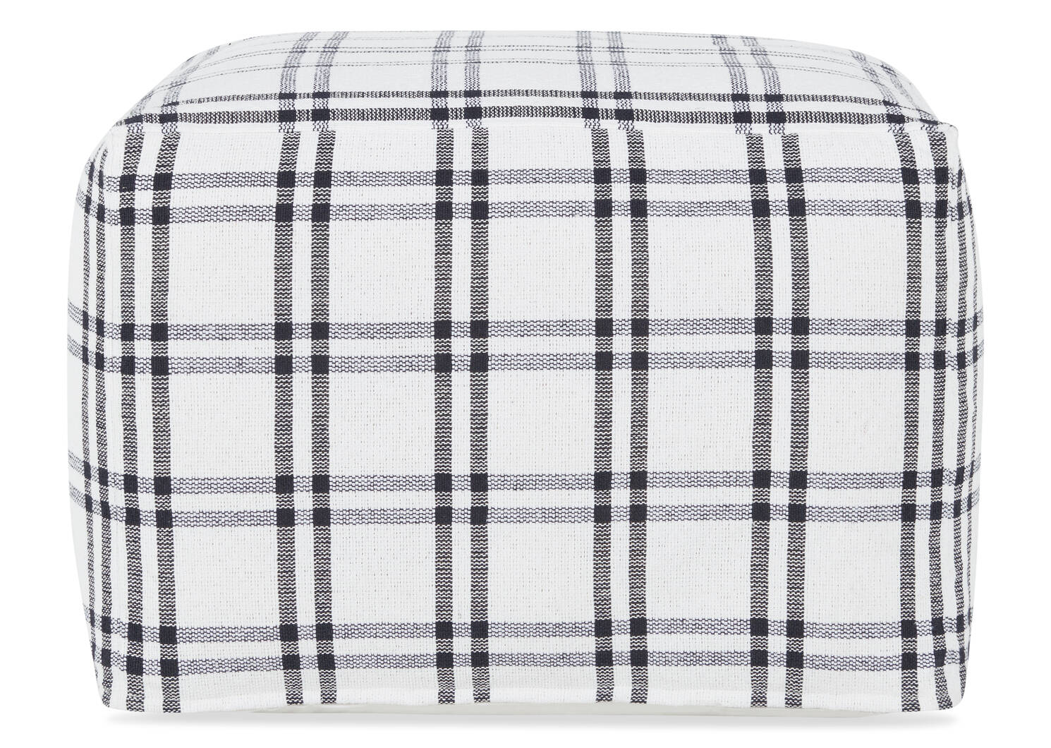 Drew Windowpane Plaid Pouf Ivory/Blac