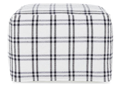 Drew Windowpane Plaid Pouf Ivory/Blac