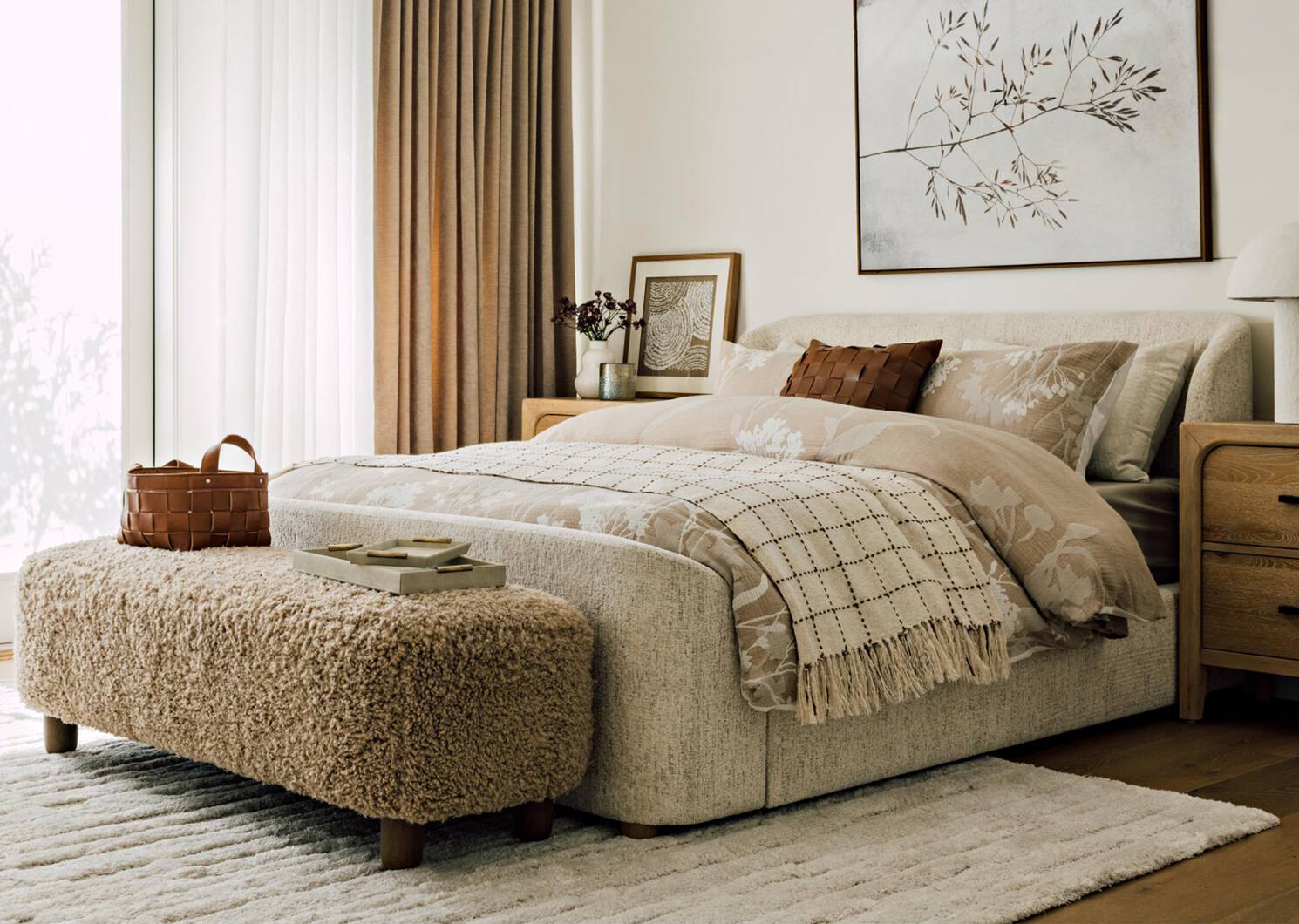 Orel Botanical Duvet Set Queen Latte