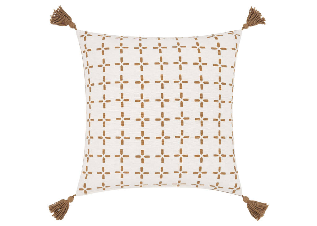 Coussin Sahana 20x20 ivoire/muscade