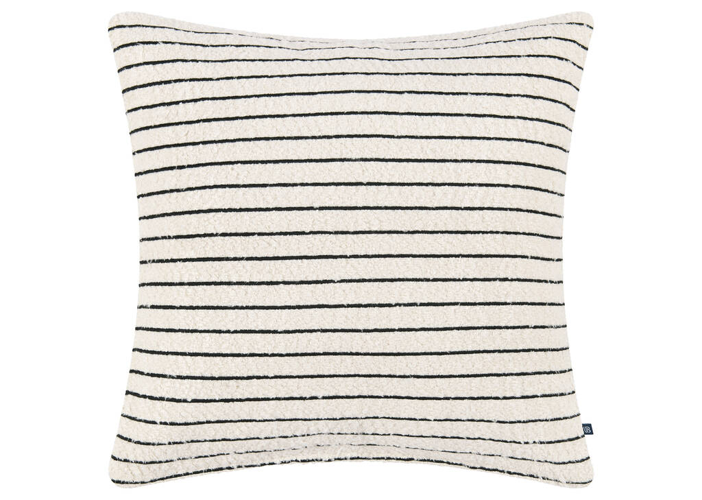 Coussin rayé boucle Cole 20x20 iv/noir