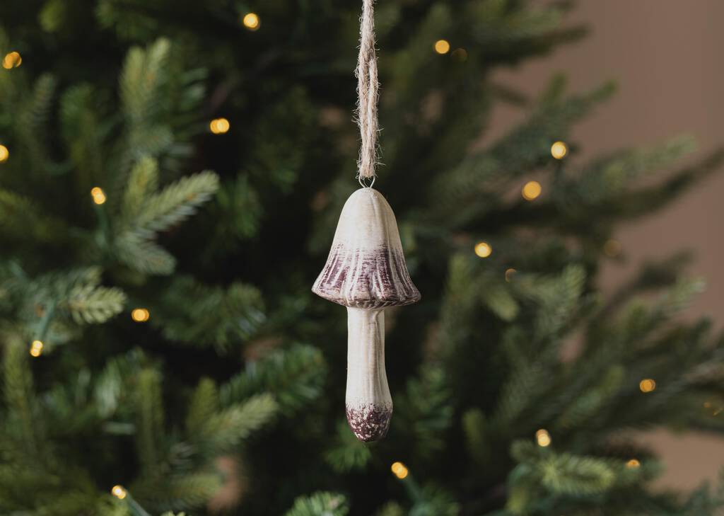 Teena Mushroom Ornament Tall Ivory/Brown