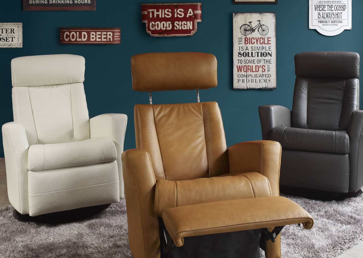 Belvedere Leather Recliner -Tre Graphite