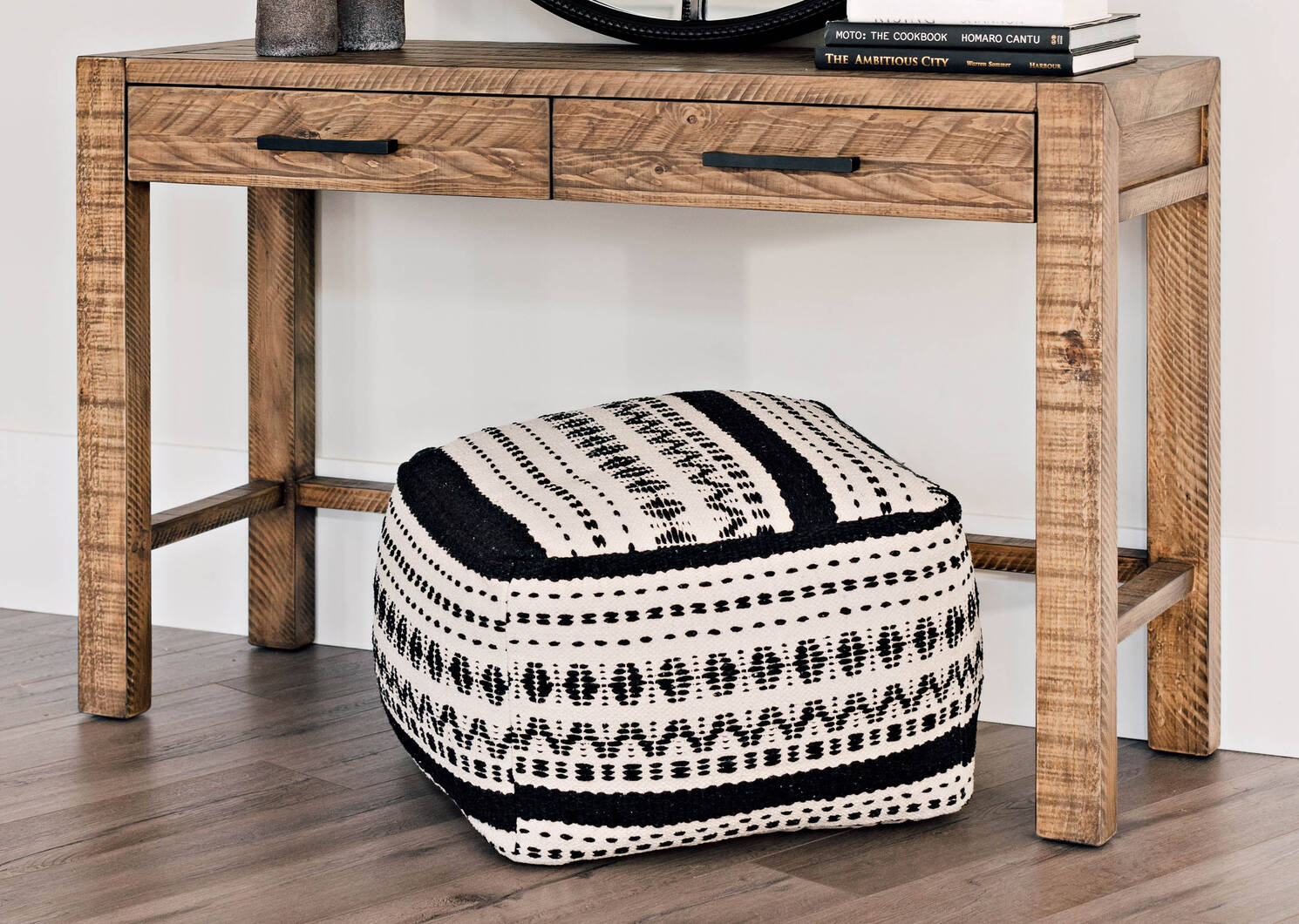 Pouf Lupita naturel/noir