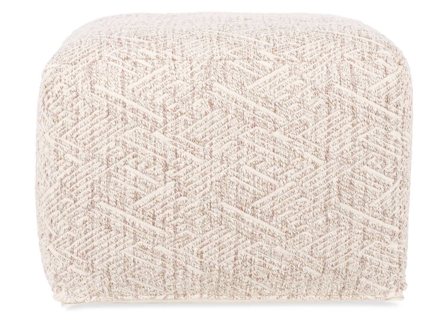 Griffin Cotton Pouf Tan/Ivory