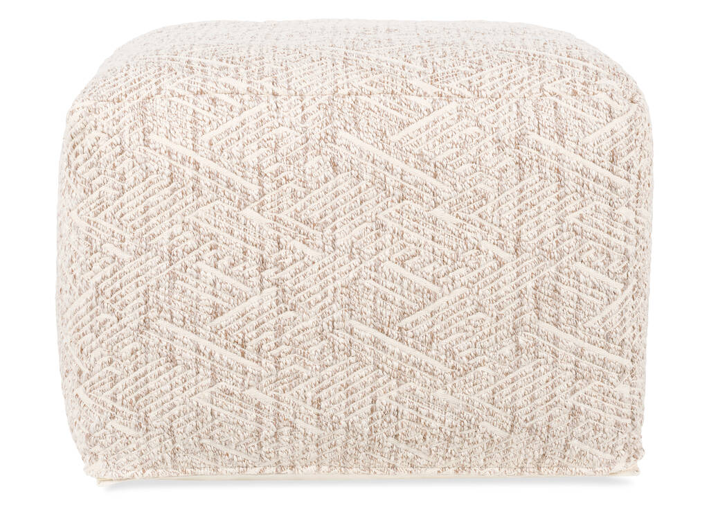 Griffin Cotton Pouf Tan/Ivory