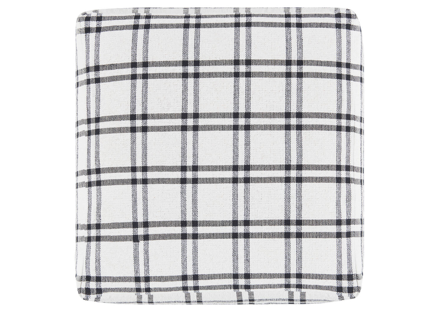Drew Windowpane Plaid Pouf Ivory/Blac