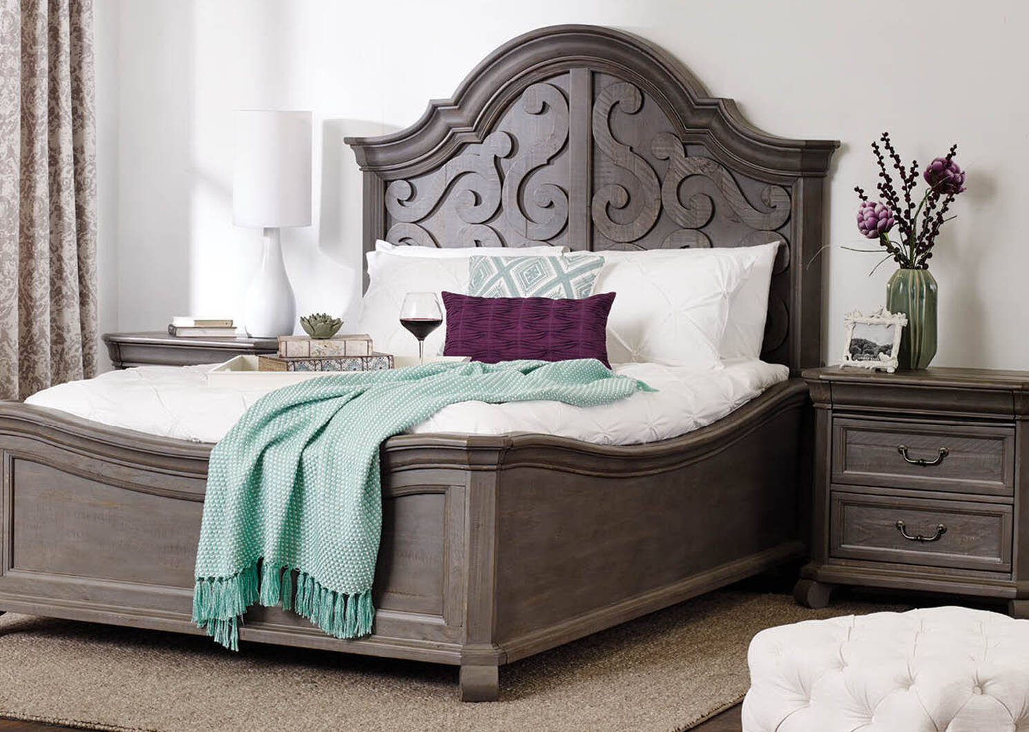 Churchill Bed -Pewter, QUEEN