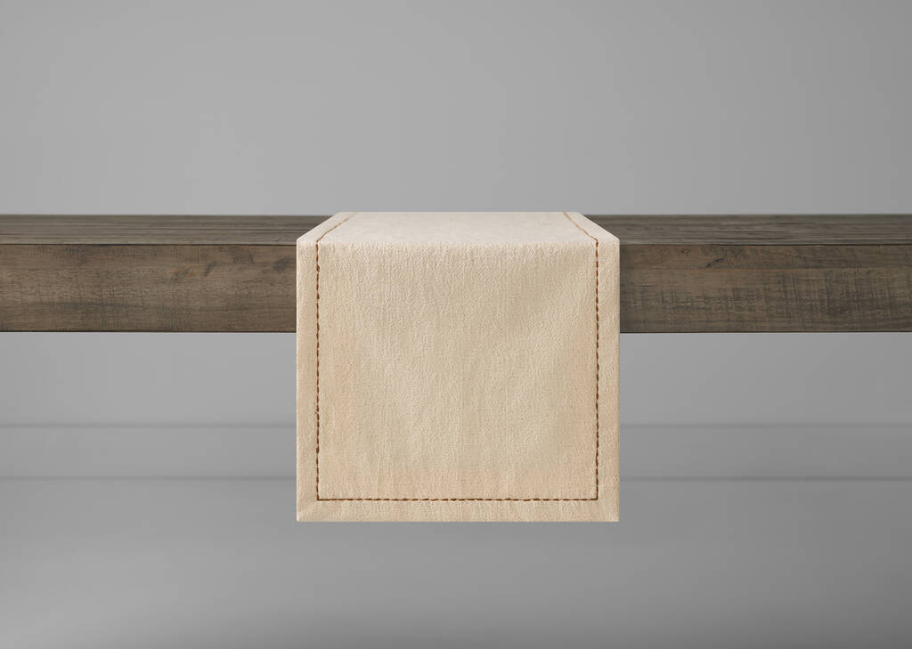 Crinkle Stitched Table Runner Natural