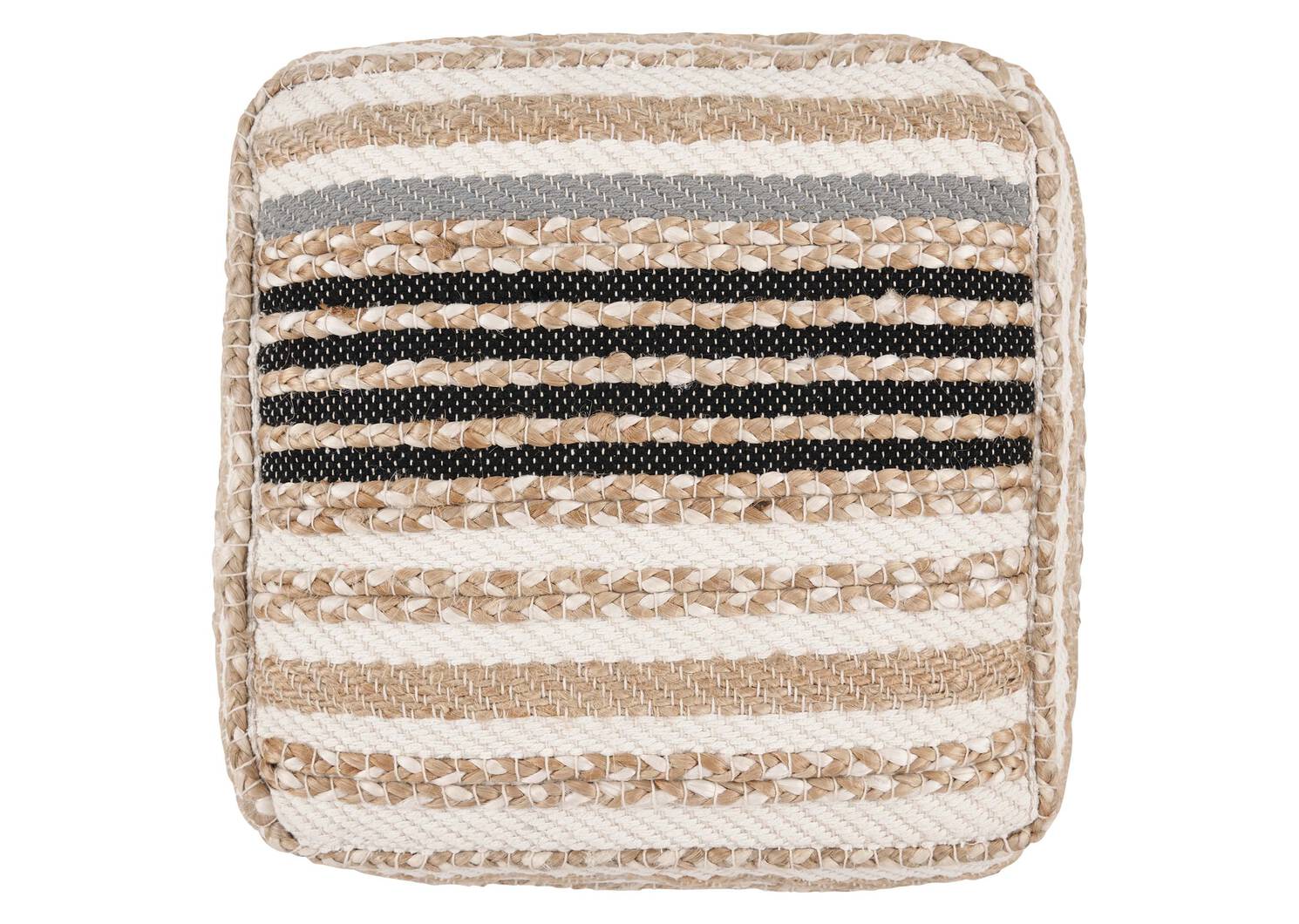 Saskia Jute Pouf Natural/Ivory/Black